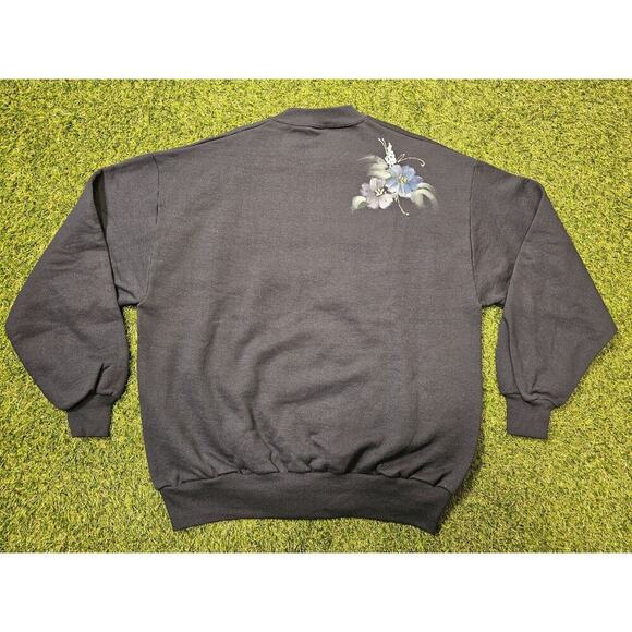 Vintage JERZEES "My Real Name Is Grandma" Floral Sweatshirt Sz XL - Picture 6 of 6